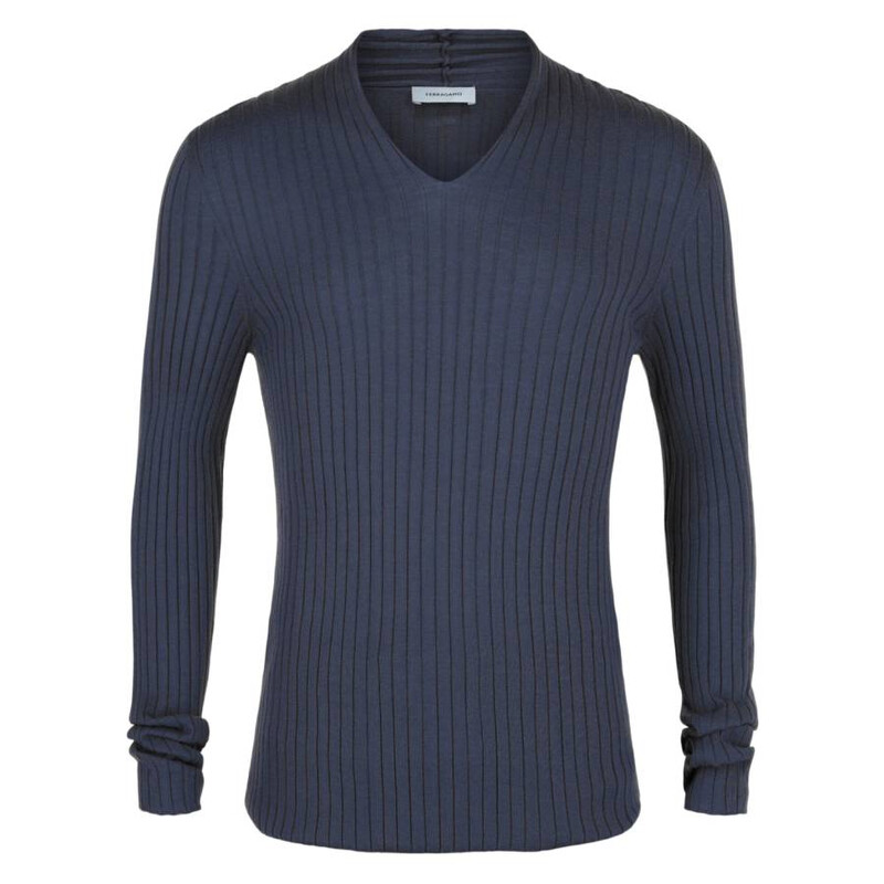 Ferragamo V-Neck Wool Knit Sweater, Size Large 122208 766509