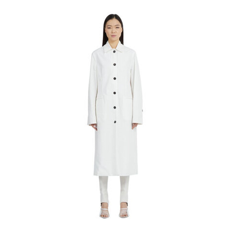 Ferragamo Womens Bright White Single-Breasted Dust Coat, Brand