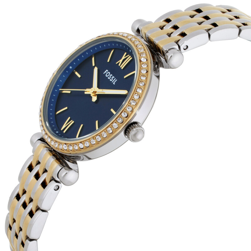 Fossil Carlie Quartz Crystal Blue Dial Ladies Watch ES5438 4064092366440 -  Watches, Carlie - Jomashop