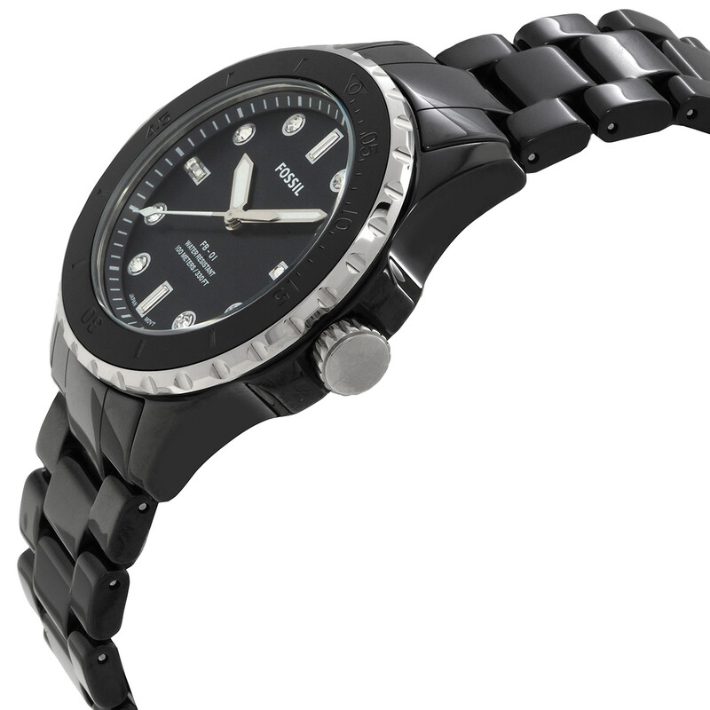 Fossil FB-01 Quartz Crystal Black Dial Ceramic Band Ladies  display picture 2