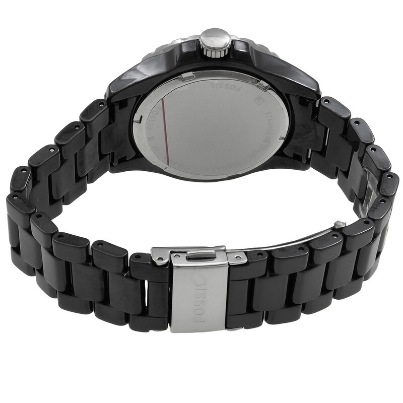 Fossil FB-01 Quartz Crystal Black Dial Ceramic Band Ladies Watch