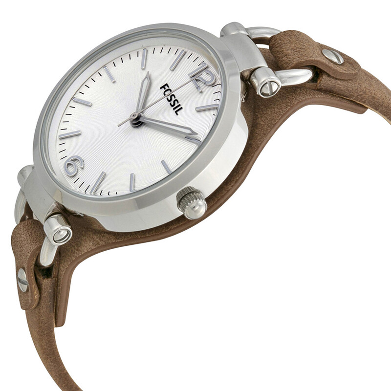 Fossil Georgia Silver Dial Tan Leather Ladies Watch ES3060  display picture 2