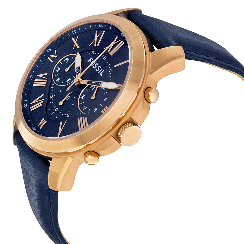 Fossil Grant Multi-Function Navy Dial Navy Leather Men's Watch