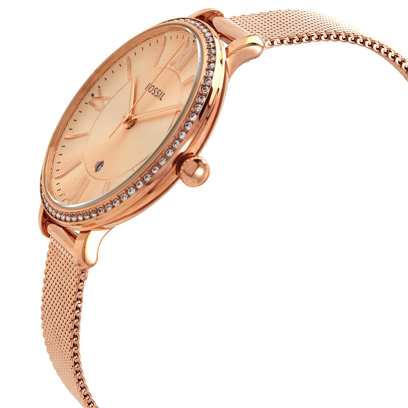 Es4628 Fossil Jacqueline Quartz Rose Dial Rose Gold-tone Ladies Watch ES4628 ...