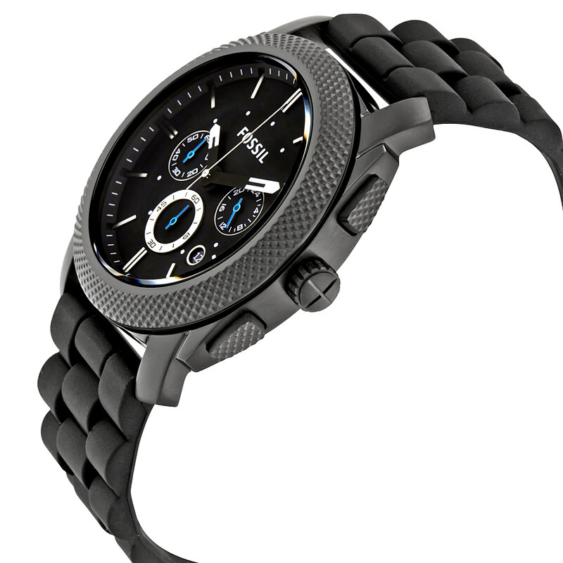 Fossil Machine Chronograph Black Dial Black Silicone Men's Watch FS4487 ...