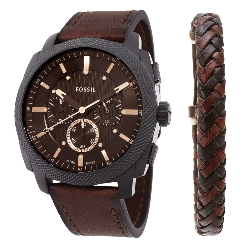 Fossil Machine Chronograph Quartz Men's Watch and Bracelet Set