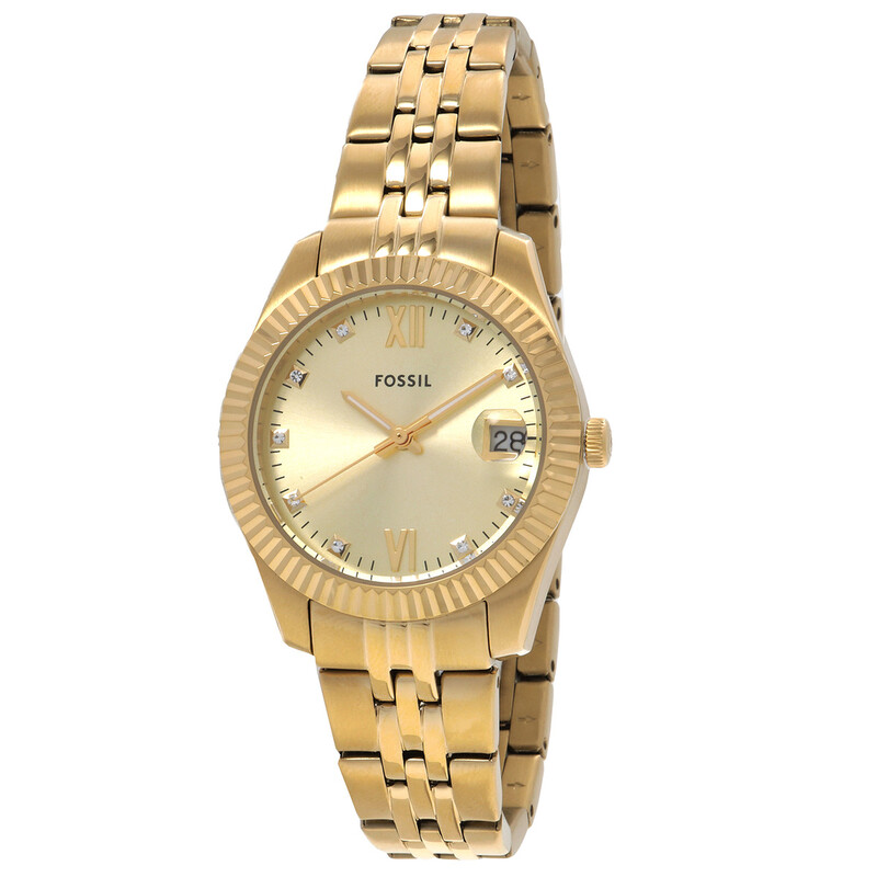 Fossil Scarlette Quartz Gold Dial Ladies Watch ES5338 796483643536 ...