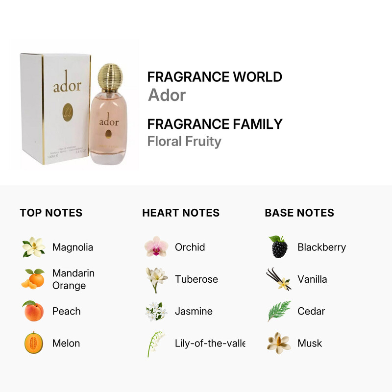 Fragrance World Ladies Ador EDP Spray 3.38 oz Fragrances 6291106480375 ...