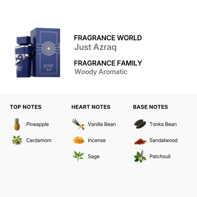 Fragrance World Ladies Just Azraq EDP Spray 3.4 oz Fragrances