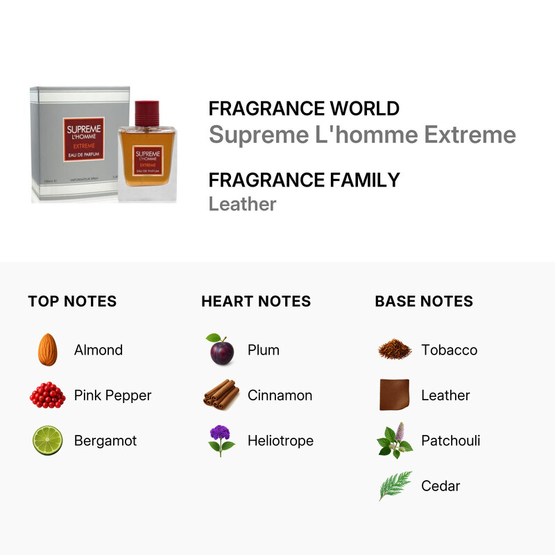 Fragrance World Unisex Supreme L'homme Extreme EDP Spray 3.4 oz