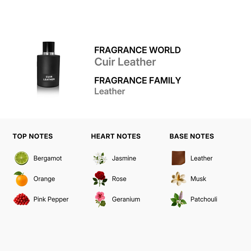 Fragrance World Unisex Cuir Leather EDP Spray 3.38 oz Fragrances