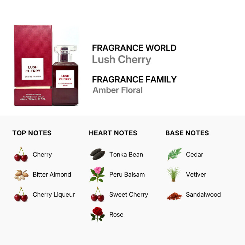 Fragrance World Unisex Lush Cherry EDP Spray 2.7 oz Fragrances