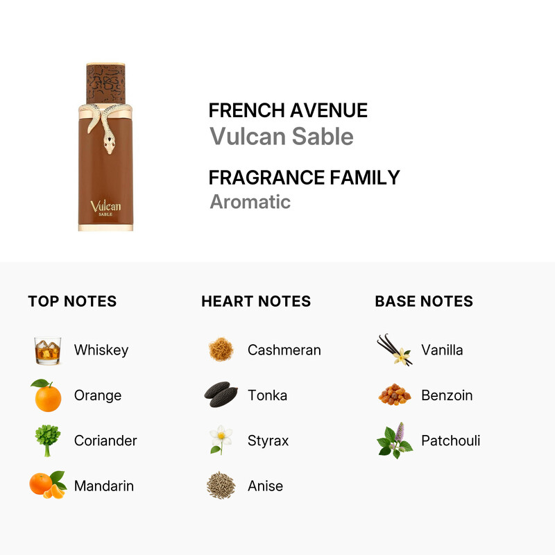 French Avenue Fragrance World Unisex Vulcan Sable EDP Spray 3.38