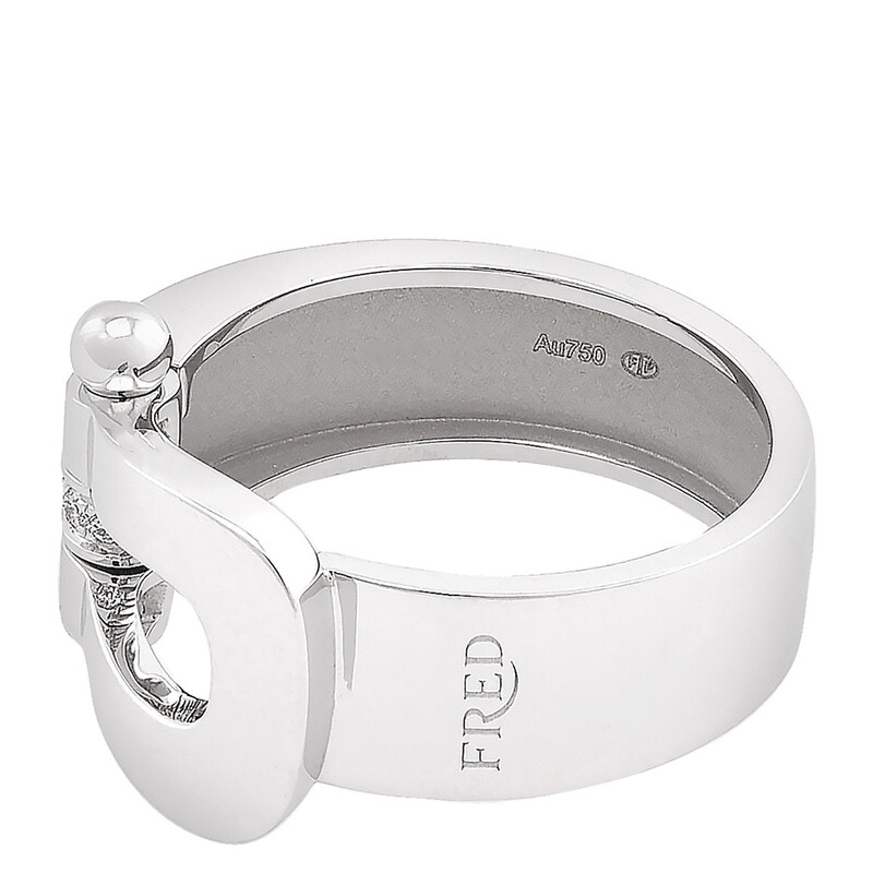 Fred Force 10 Large Model 18k White Gold Ring, Size 58 4B0358 - Ladies ...