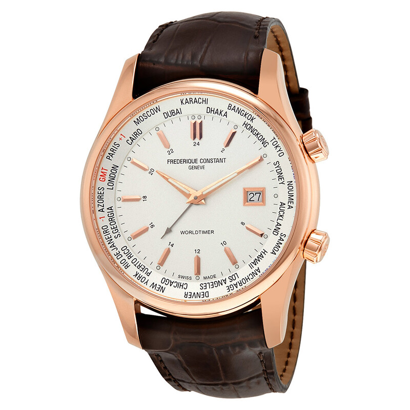 Frederique Constant Index Worldtimer Silver Dial Men's Watch FC