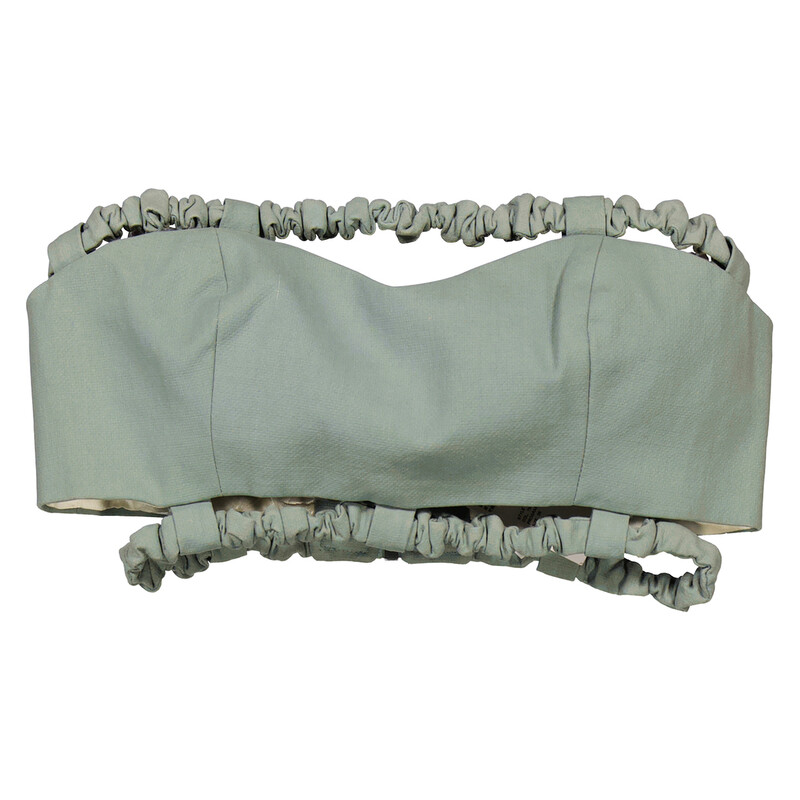 Ganni Ladies Green Bay Suiting Strapless Crop Top, Brand Size 34