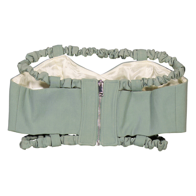 Ganni Ladies Green Bay Suiting Strapless Crop Top, Brand Size 34