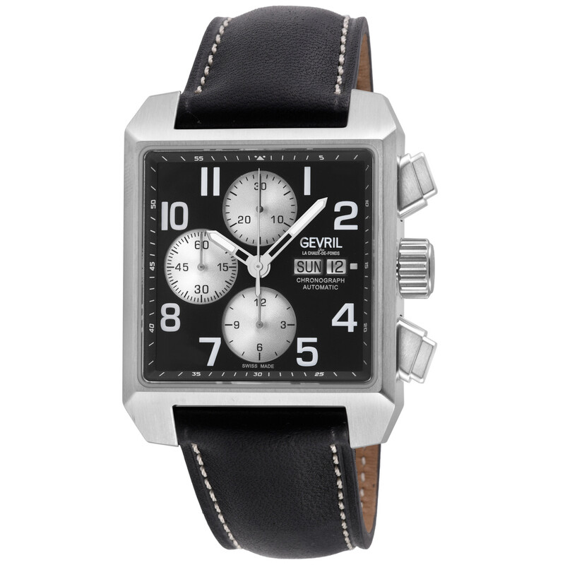 Gevril Herald Square Chronograph Automatic Black Dial Men's Watch