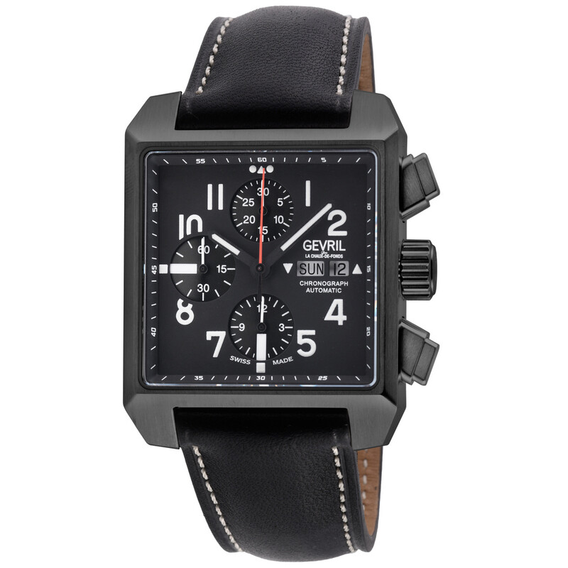 Gevril Herald Square Chronograph Automatic Black Dial Men's Watch