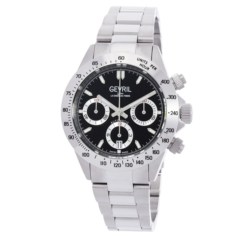 Gevril New Amsterdam Chronograph Automatic Black Dial Men's Watch