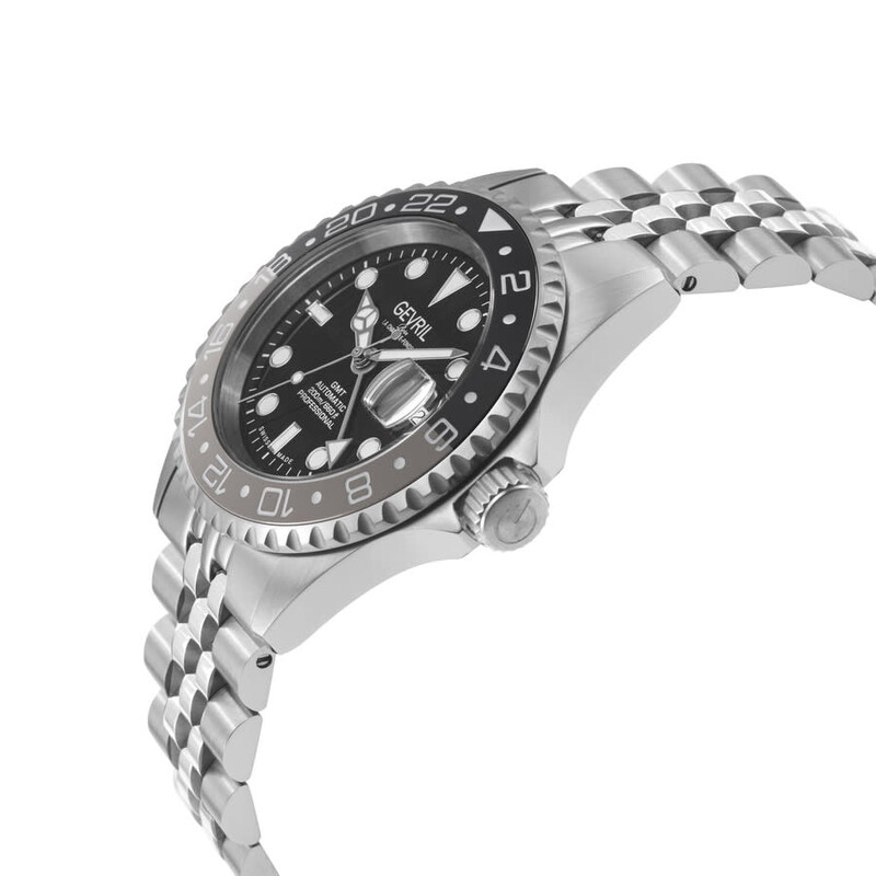 Gevril Wall Street GMT Automatic Black Dial Men's Watch 4958B