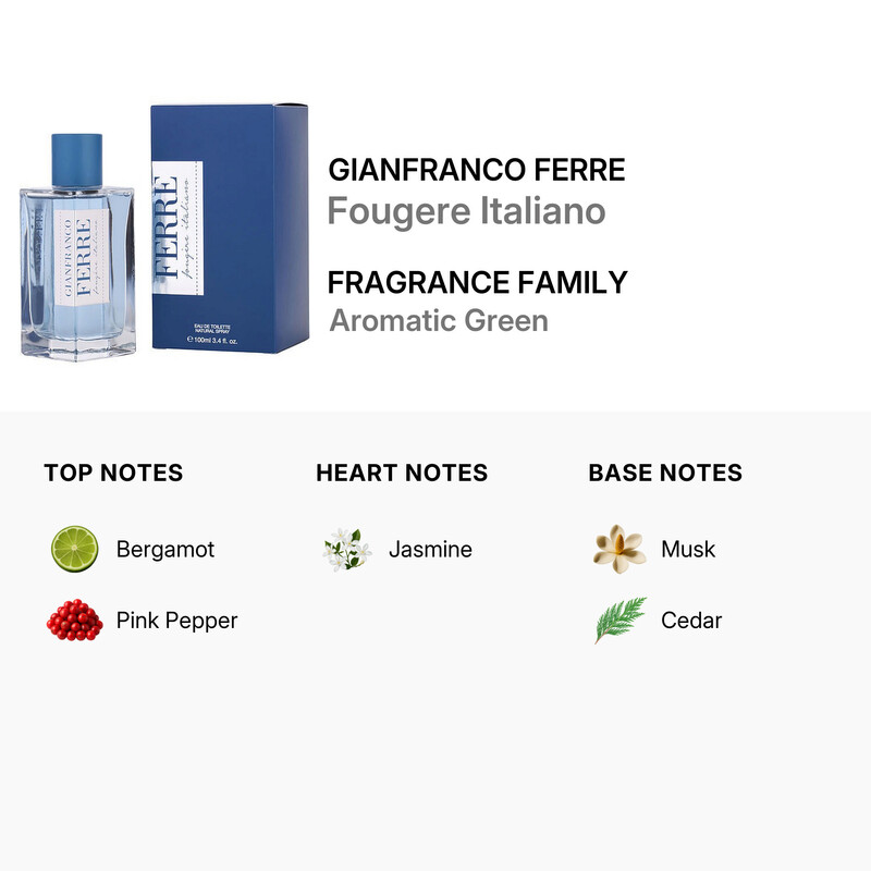 Gianfranco Ferre Men's Fougere Italiano EDT 3.4 oz Fragrances