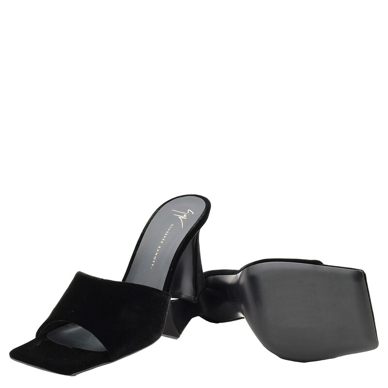 Giuseppe Zanotti Black Solhene Velvet-Effect Mules, Brand Size 35