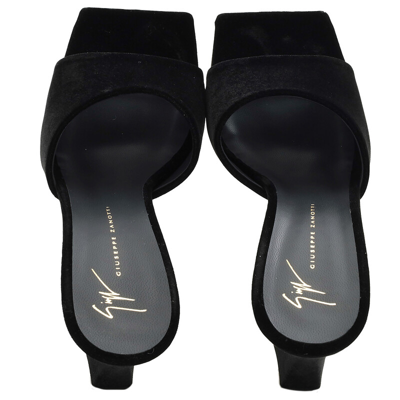 Giuseppe Zanotti Black Solhene Velvet-Effect Mules, Brand Size 35