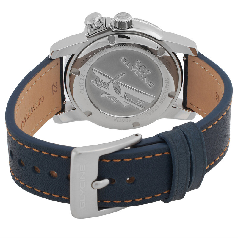 Glycine Airman Contemporary Worldtimer Quartz Blue Dial 