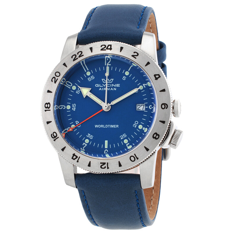 Glycine Airman Vintage GMT Quartz Blue Dial 40 mm Men's Watch