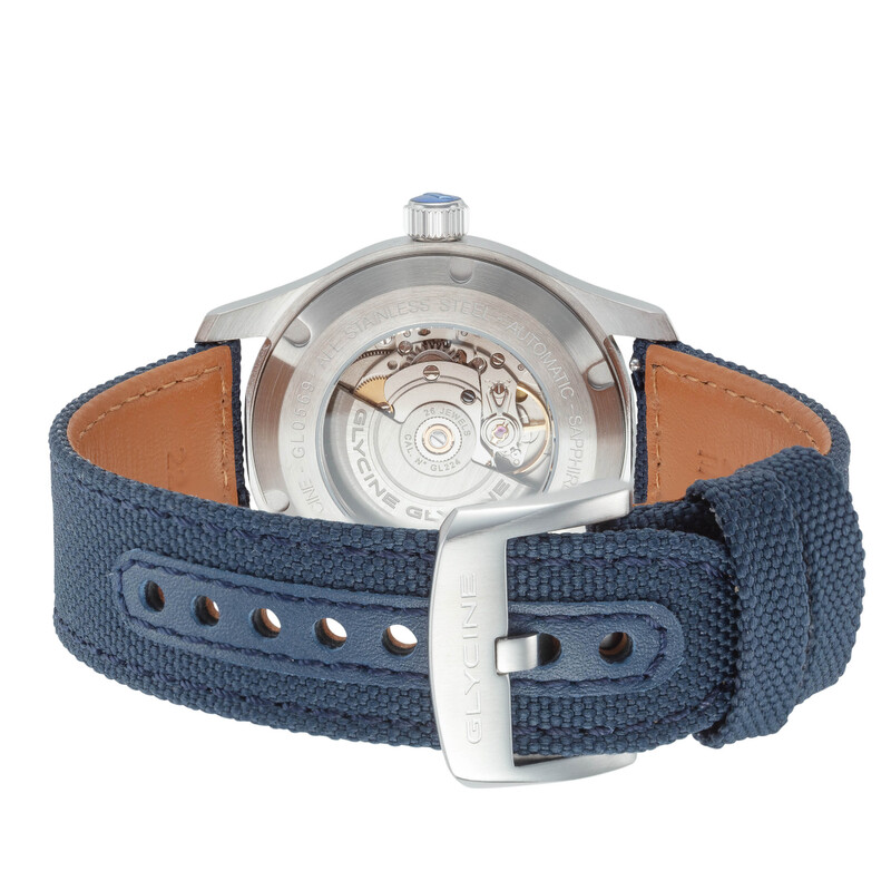 GLYCINE Combat 3868 裏スケ 自動巻き スイス製 メンズ腕時計 Glycine Combat Field Automatic Blue Dial Men's Watch GL0583