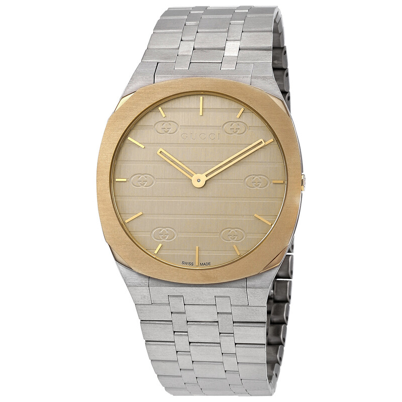 Gucci 25H Quartz Champagne Dial Men's Watch YA163405 731903494602