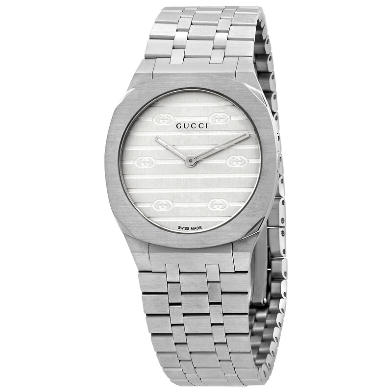 Gucci 25H Quartz Silver Dial Ladies Watch YA163501 7319034984884