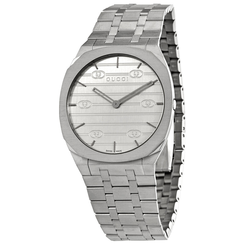Gucci 25H Quartz Silver Dial Men's Watch YA163407 731903494664