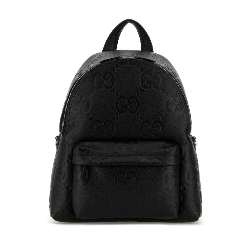 black leather gucci backpack women& 39 Gucci Black Jumbo Gg Leather Gg Backpack 819065AAEIC 1000 3617131711834 -  Handbags