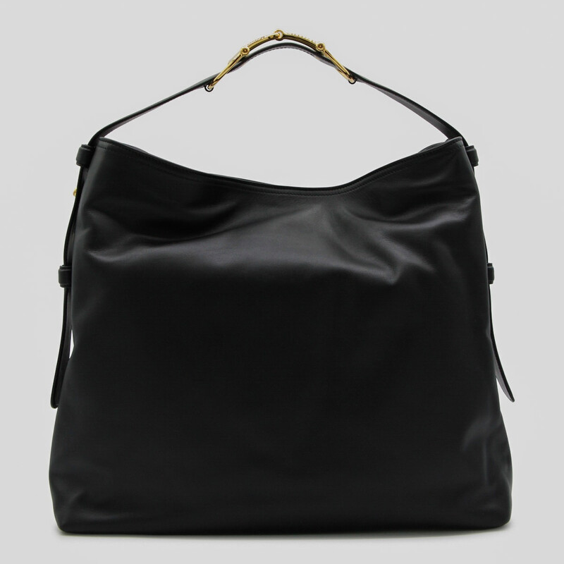 Gucci Black Leather Maxi Horsebit Shoulder Bag 850546AAFK4_1000