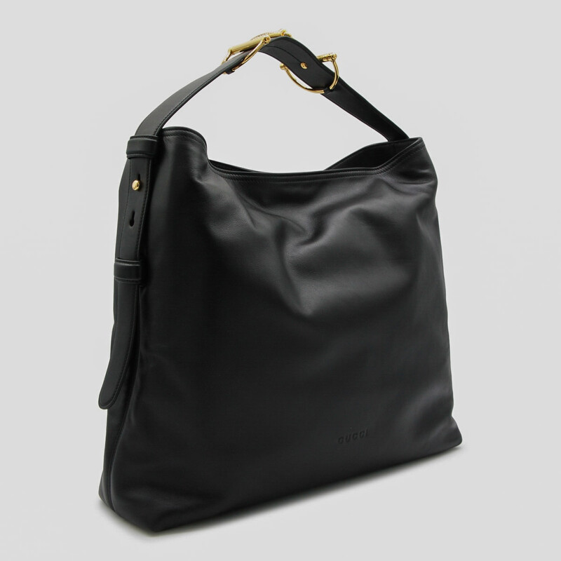 GUCCI バック Gucci Black Leather Maxi Horsebit Shoulder Bag 850546AAFK4_1000
