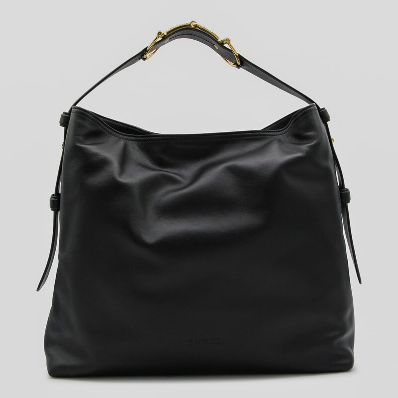 Gucci Black Leather Maxi Horsebit Shoulder Bag 850546AAFK4_1000