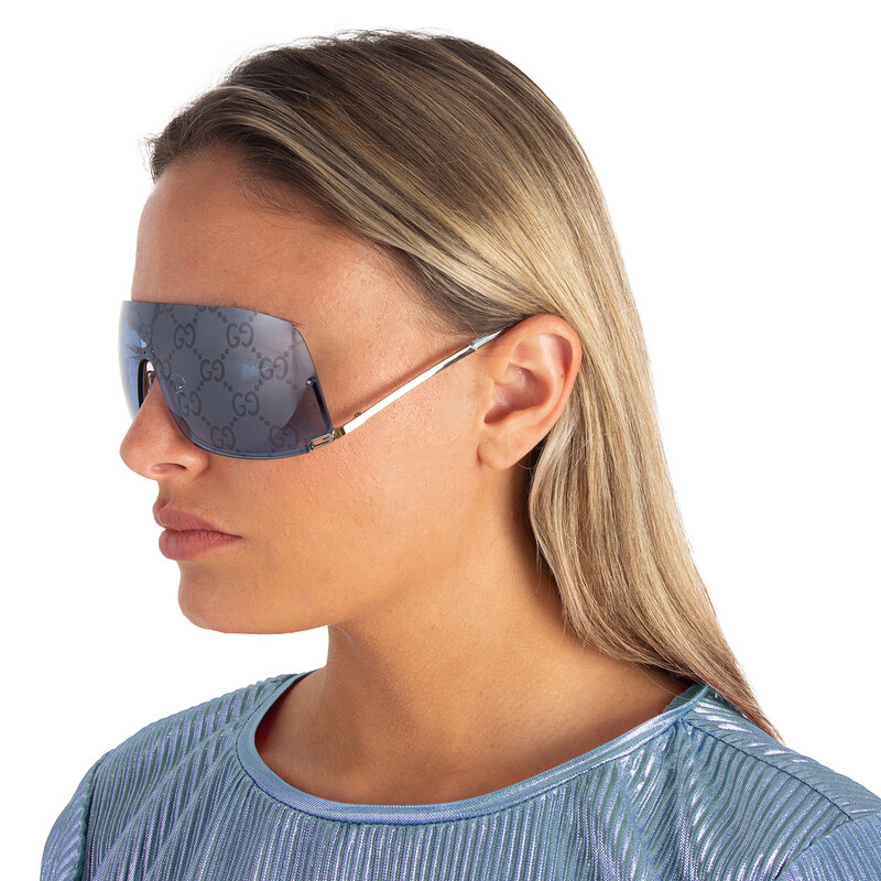 Gucci Blue Logo Mirror Shield Unisex Sunglasses GG1560S 003  display picture 2