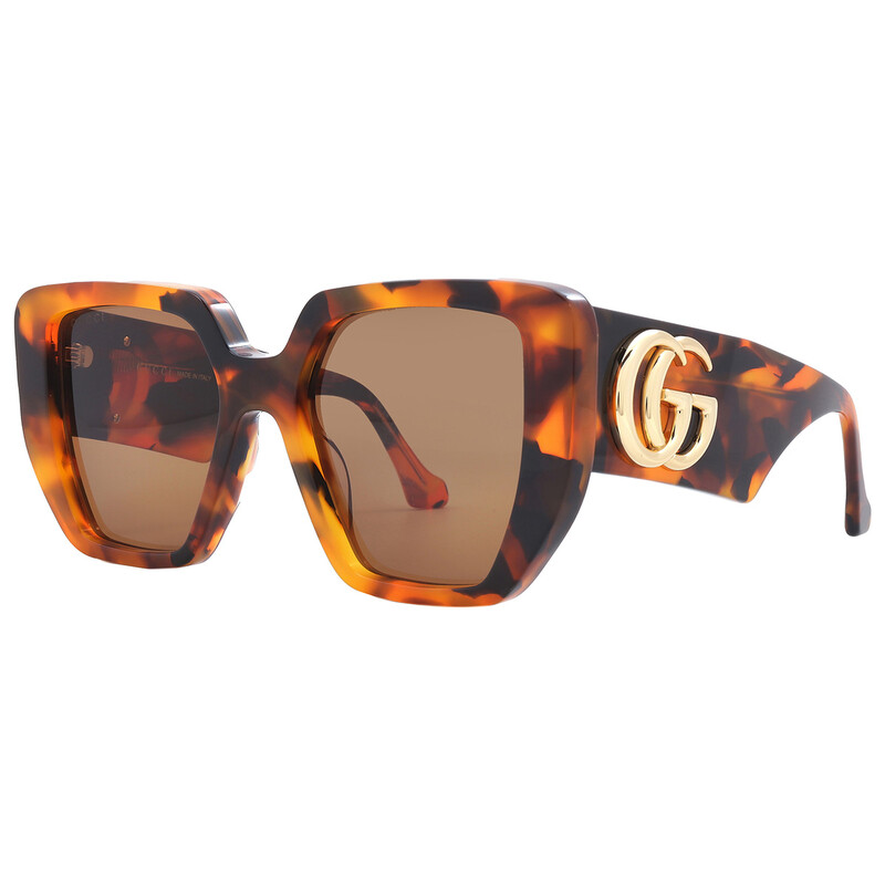 美品✨GUCCI サングラス G金具 クリア ブラウン イタリア製 ユニセックス グッチ GUCCI サングラス メンズ レディース アジアンフィット UV