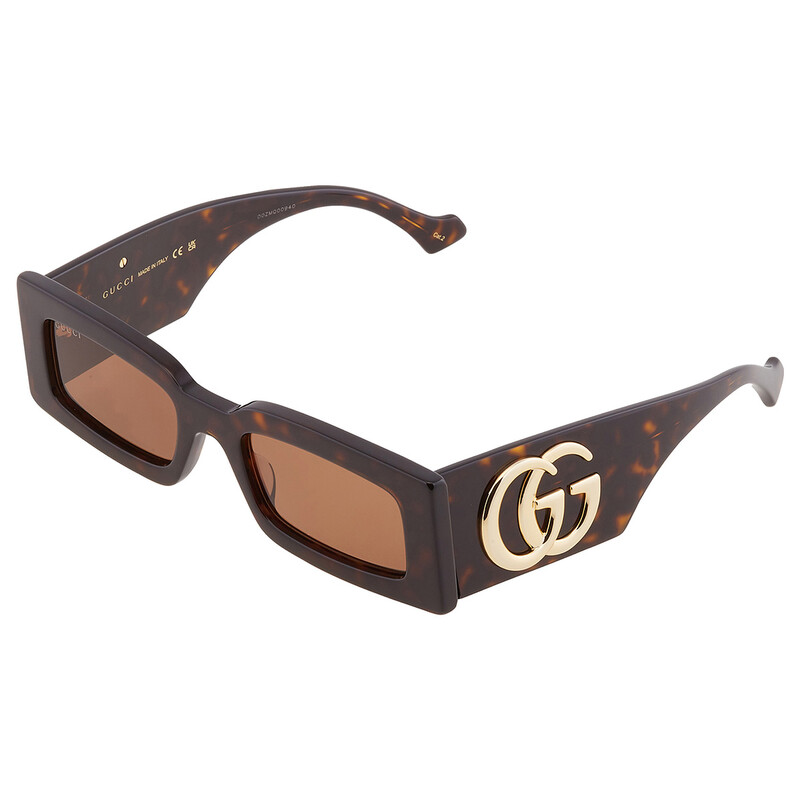 Gucci Brown Rectangular Ladies Sunglasses GG1425S 002 53