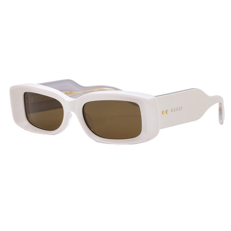Gucci White Rectangular Sunglasses with Brown Lenses Gucci GG1754S Thick Rim Rectangle Sunglasses in Ivory  main image 2