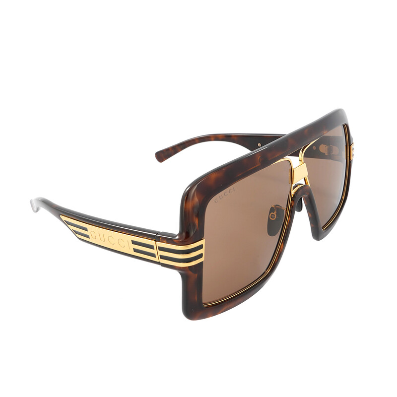 Gucci Brown Gradient Shield Sunglasses with Gold Accents luxury-women-gucci-used-  main image 4