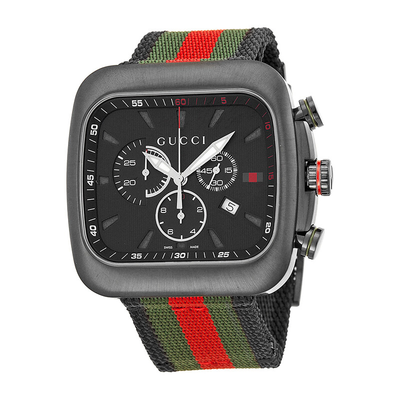 Gucci Coupe Chronograph Black Dial Nylon Strap Men's Watch