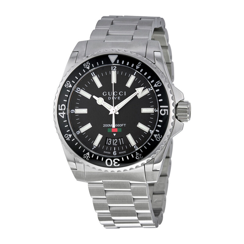 Gucci Dive Black Dial Stainless Steel Men's Watch YA136301
