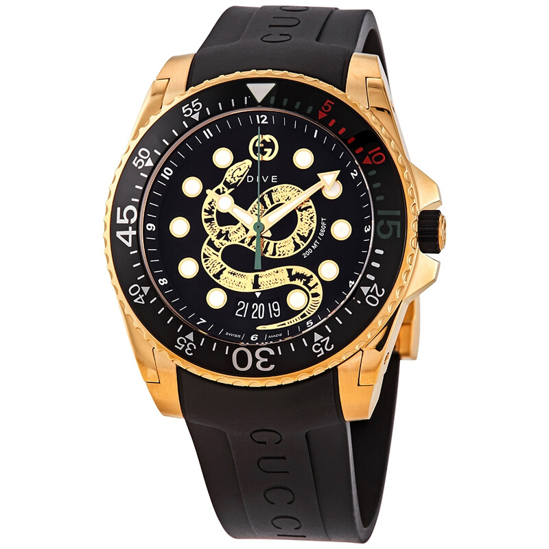 Gucci Dive Quartz Black Dial Men's Watch YA136219 731903466838