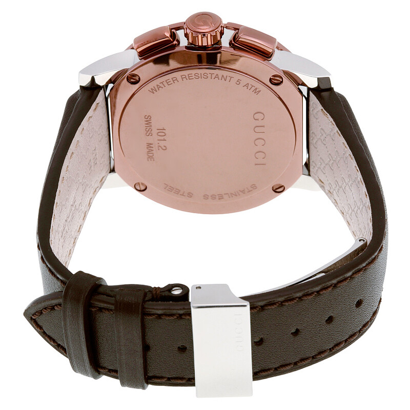 Gucci G Chrono XL Black Dial Brown Leather Men's Watch YA101202