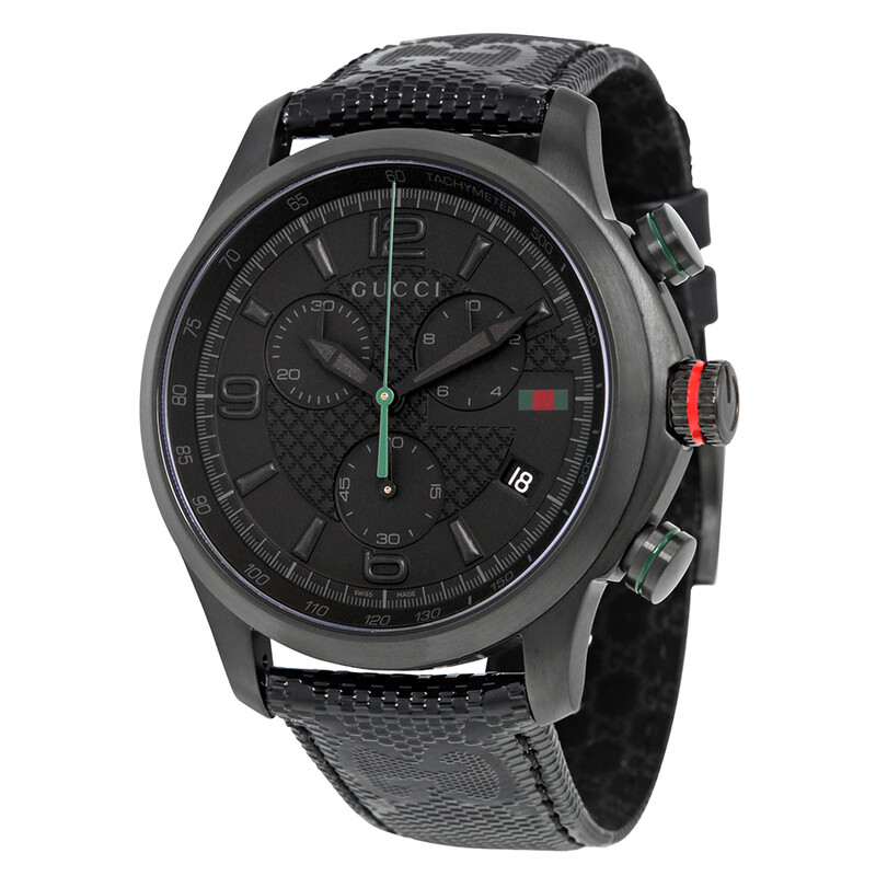 Gucci G-Timeless Chronograph Black Dial Black Fabric Men's Watch