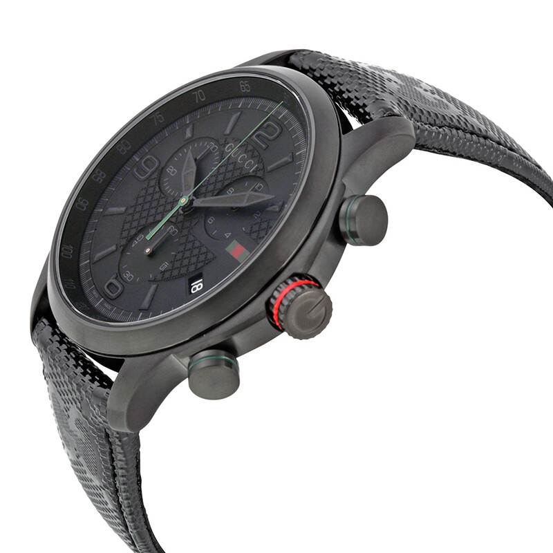Gucci G-Timeless Chronograph Black Dial Black Fabric Men's Watch