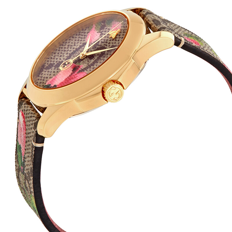 Gucci G-Timeless Pink Blooms Print Dial Ladies Watch YA1264038